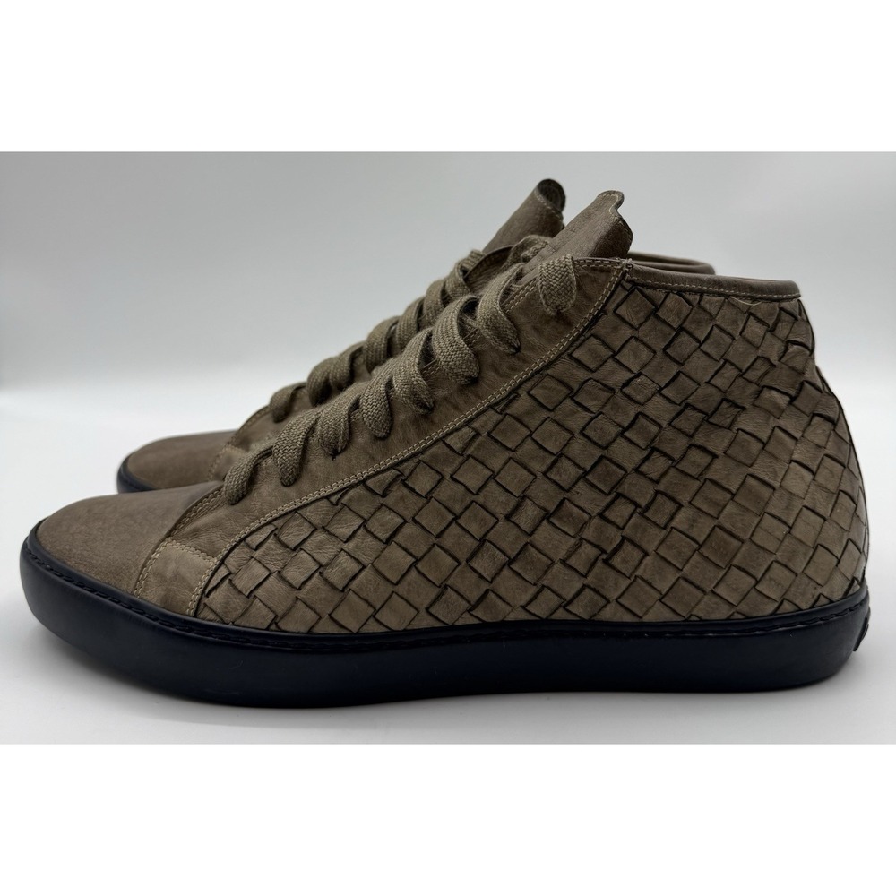 Pantofola d'Oro 12US 45EU Brown-Grey Woven Leather High Top Sneaker Boot Italian - Picture 5 of 10